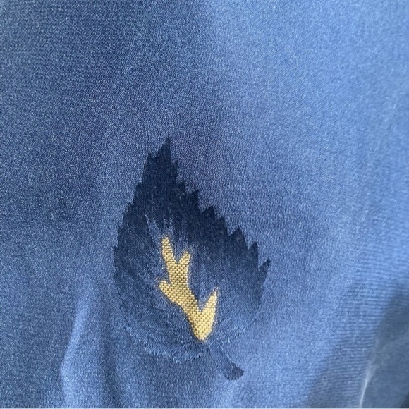 Vintage 90s Silk Bomber Windbreaker Jacket Navy Gold Leaf Print Gorpcore Sz M - Picture 9 of 16